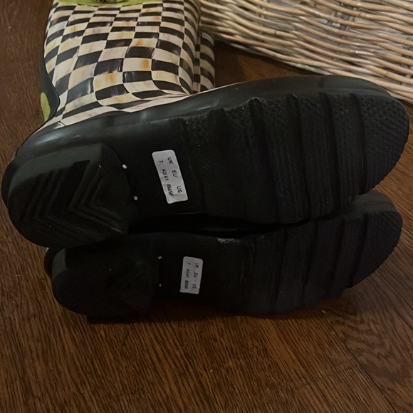 McKenzie Childs Courtly Check Hunter Rain Boots 9 - Picture 3 of 5